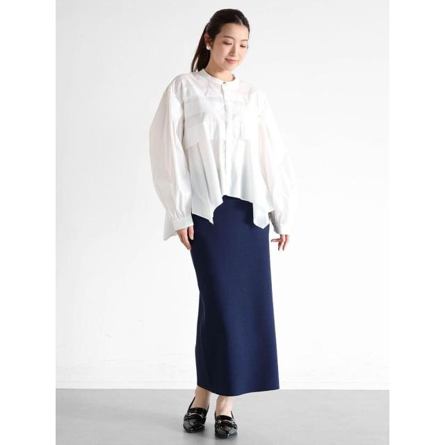 ヴァンネイビー（VinNAVY）/タックデザインブラウス