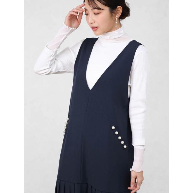 ヴァンネイビー（VinNAVY）/パールポケットプリーツジャンパースカート_6