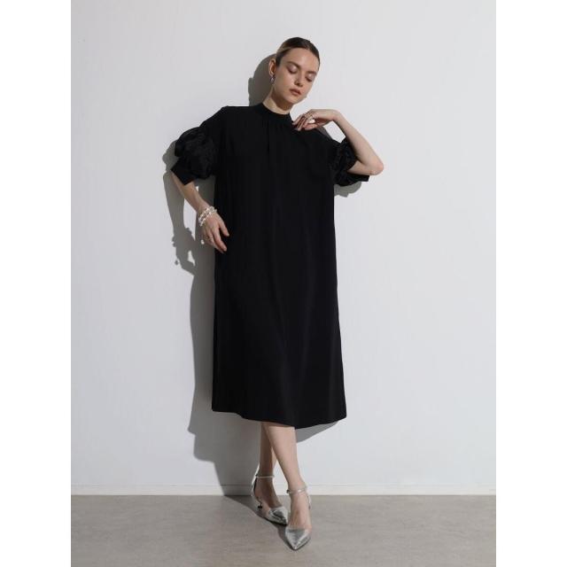 アーガブラック（AgaBLACK）/シアーパフスリーブロングワンピース