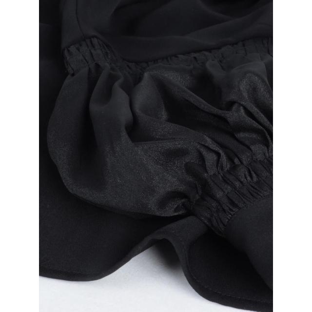 アーガブラック（AgaBLACK）/シアーパフスリーブロングワンピースの