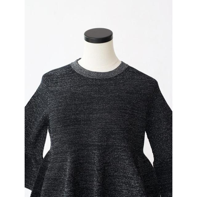 アーガブラック（AgaBLACK）/【諏訪】ペプラムデザインラメニットトップス アーガブラック（AgaBLACK）/【諏訪】ペプラムデザインラメニットトップス