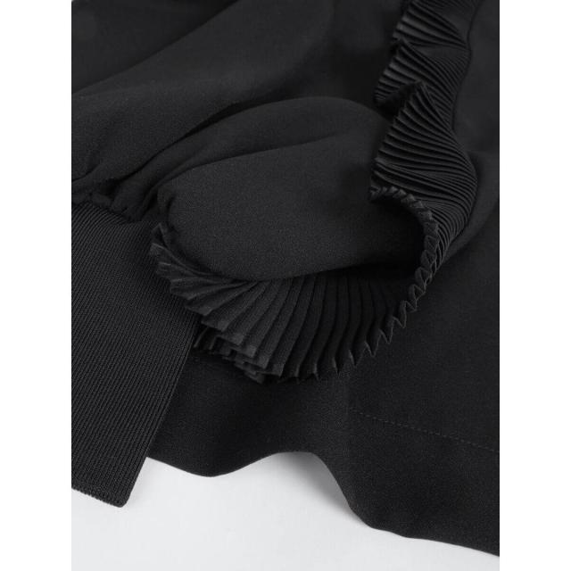 アーガブラック（AgaBLACK）/プリーツフロントフリルワンピース