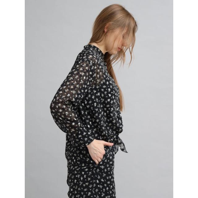 アンプル（Ample）/ドットジャガードフラワーシフォンブラウス