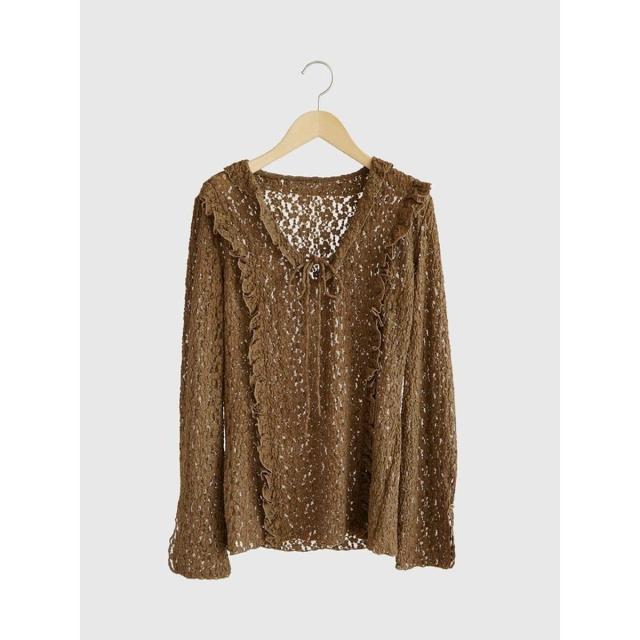 アンプル（Ample）/レースフリルプルオーバーブラウス