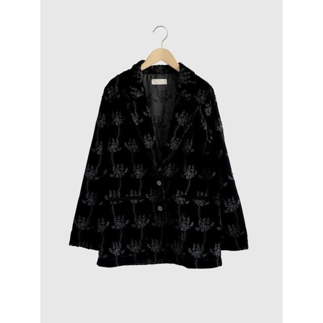 アンプル（Ample）/フラワー刺繍ベロアテーラードジャケット