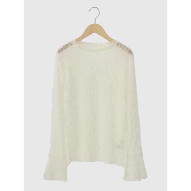 アンプル（Ample）/袖フレアレースニットシアーカットソー