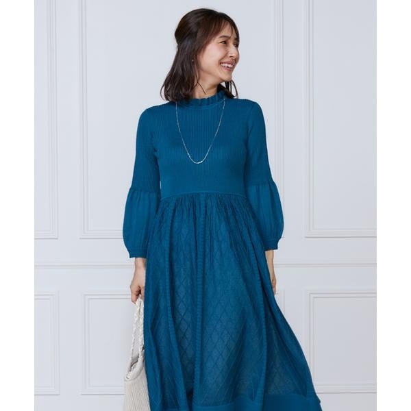 エフデ ブラック（ef−de Black）/シアーアーガイル長袖ワンピース