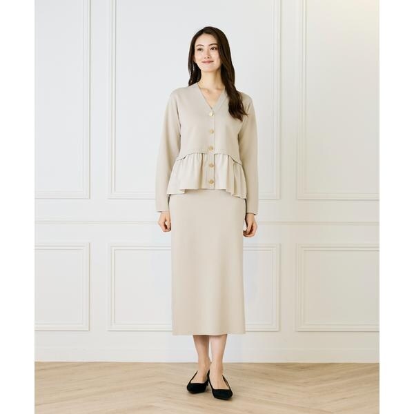 ルスーク（Le Souk）/《大きいサイズ》異素材フリルミラノリブカーディガン