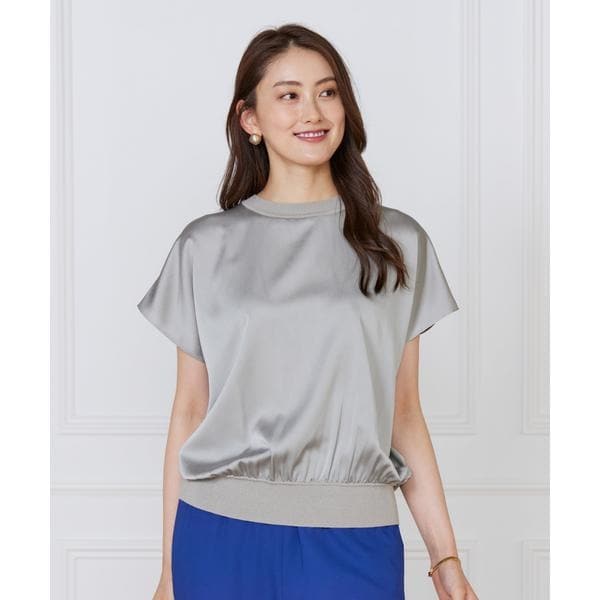 ルスーク（Le Souk）/《大きいサイズ》シルキーライクフレンチスリーブニットプルオーバー