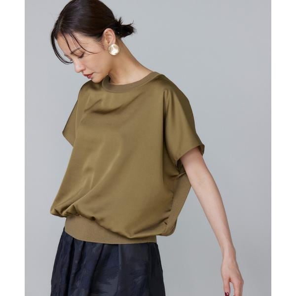 ルスーク（Le Souk）/《大きいサイズ》シルキーライクフレンチスリーブニットプルオーバー