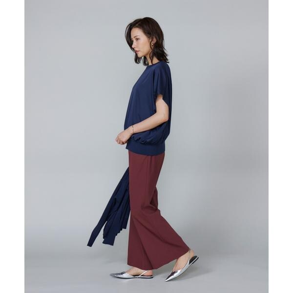 ルスーク（Le Souk）/《大きいサイズ》シルキーライクフレンチスリーブニットプルオーバー