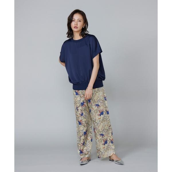 ルスーク（Le Souk）/《大きいサイズ》シルキーライクフレンチスリーブニットプルオーバー