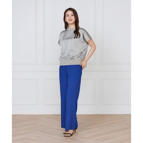 ルスーク（Le Souk）/《大きいサイズ》シルキーライクフレンチスリーブニットプルオーバー