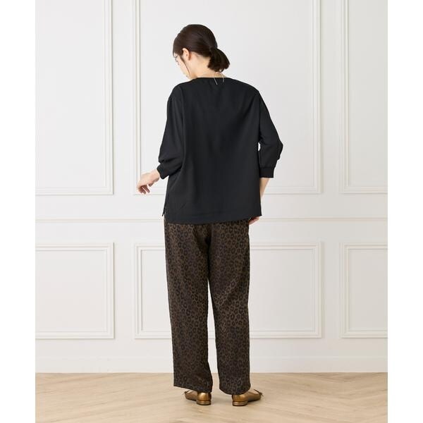 ルスーク（Le Souk）/《大きいサイズ》異素材リブ 七分袖プルオーバー