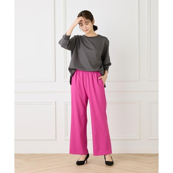 ルスーク（Le Souk）/《大きいサイズ》異素材リブ 七分袖プルオーバー