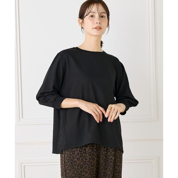 ルスーク（Le Souk）/《大きいサイズ》異素材リブ 七分袖プルオーバー