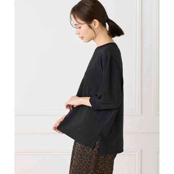 ルスーク（Le Souk）/《大きいサイズ》異素材リブ 七分袖プルオーバー