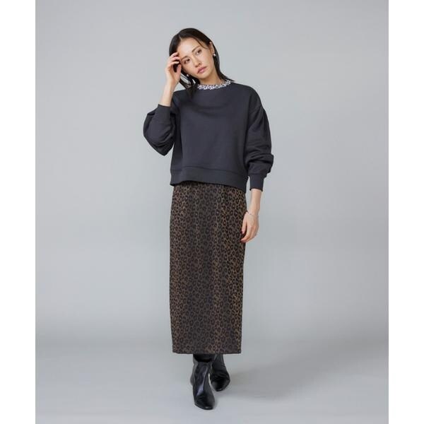 ルスーク（Le Souk）/《大きいサイズ》ビジュー衿裏毛プルオーバー