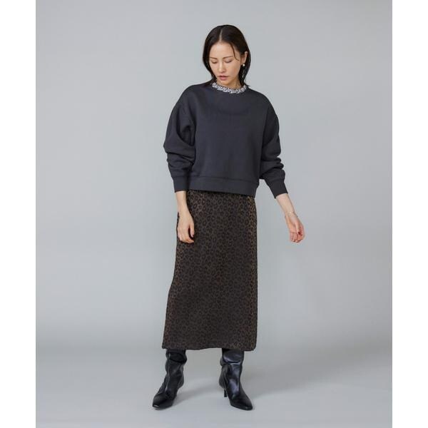 ルスーク（Le Souk）/《大きいサイズ》ビジュー衿裏毛プルオーバー