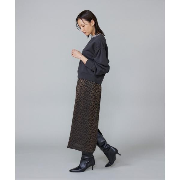 ルスーク（Le Souk）/《大きいサイズ》ビジュー衿裏毛プルオーバー