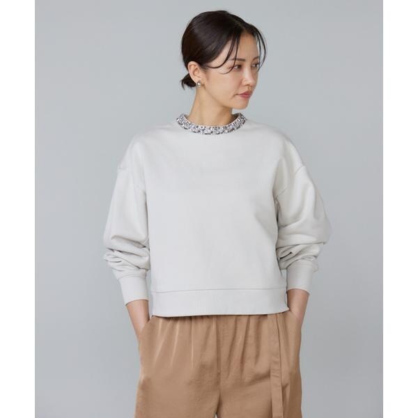 ルスーク（Le Souk）/《大きいサイズ》ビジュー衿裏毛プルオーバー