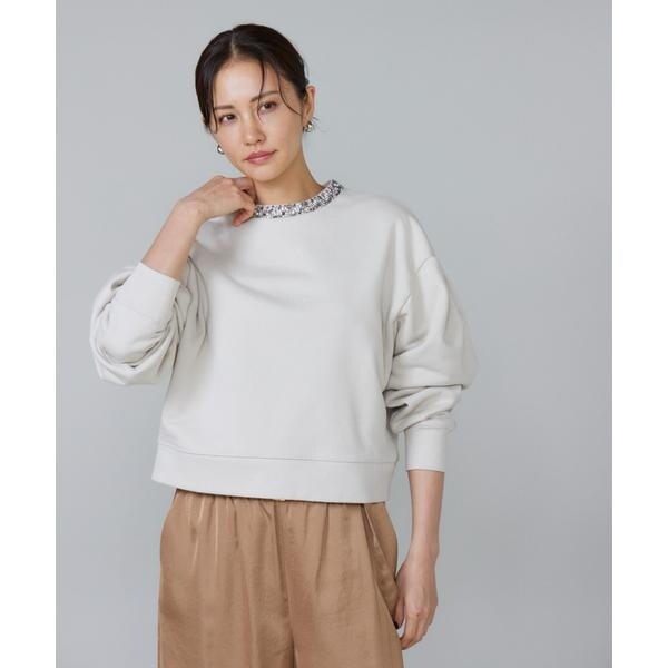 ルスーク（Le Souk）/《大きいサイズ》ビジュー衿裏毛プルオーバー