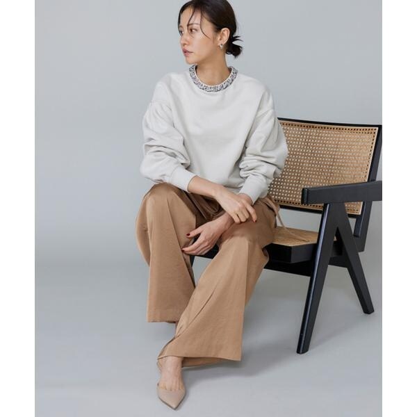 ルスーク（Le Souk）/《大きいサイズ》ビジュー衿裏毛プルオーバー