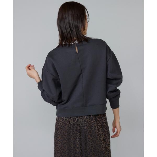 ルスーク（Le Souk）/《大きいサイズ》ビジュー衿裏毛プルオーバー