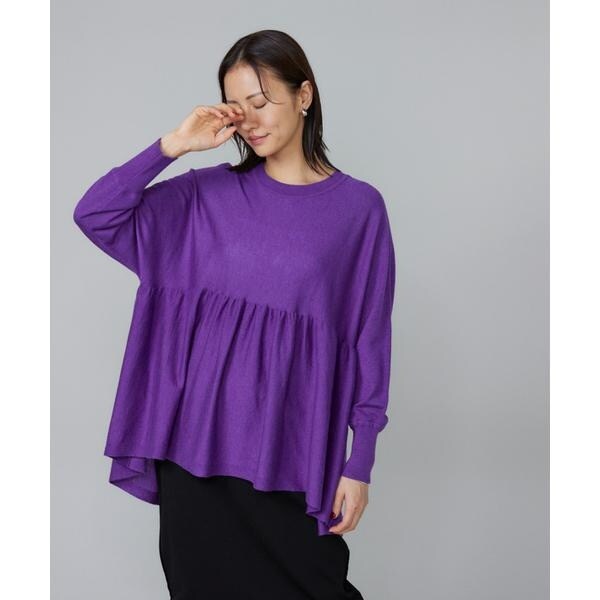 ルスーク（Le Souk）/《大きいサイズ》ヘムギャザーニットプルオーバー