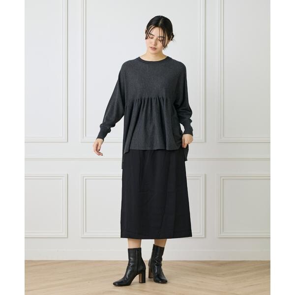 ルスーク（Le Souk）/《大きいサイズ》細タイベルト付きAラインスカート