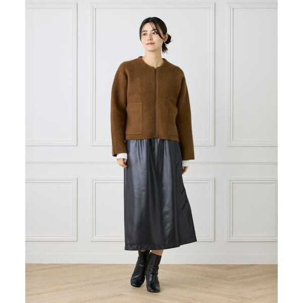 ルスーク（Le Souk）/《大きいサイズ》ラクーン接結編みニットブルゾン