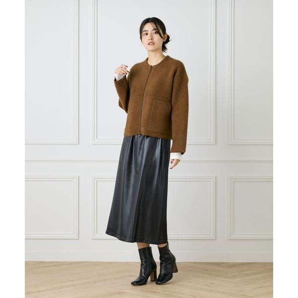 ルスーク（Le Souk）/《大きいサイズ》ラクーン接結編みニットブルゾン