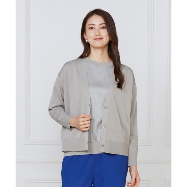 ルスーク（Le Souk）/《大きいサイズ》シルキーライクVネックニットカーディガン