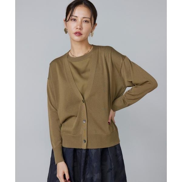 ルスーク（Le Souk）/《大きいサイズ》シルキーライクVネックニットカーディガン