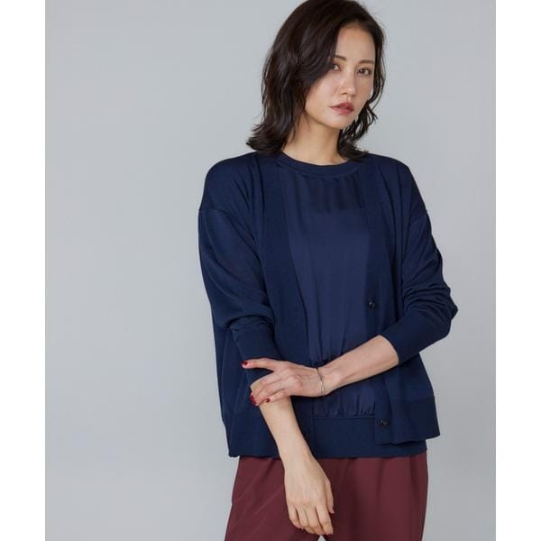 ルスーク（Le Souk）/《大きいサイズ》シルキーライクVネックニットカーディガン