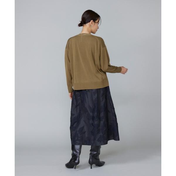 ルスーク（Le Souk）/《大きいサイズ》シルキーライクVネックニットカーディガン