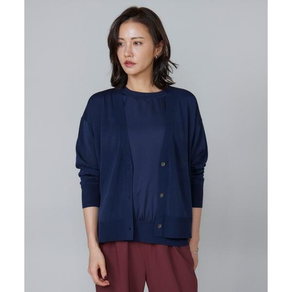 ルスーク（Le Souk）/《大きいサイズ》シルキーライクVネックニットカーディガン