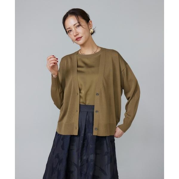 ルスーク（Le Souk）/《大きいサイズ》シルキーライクVネックニットカーディガン