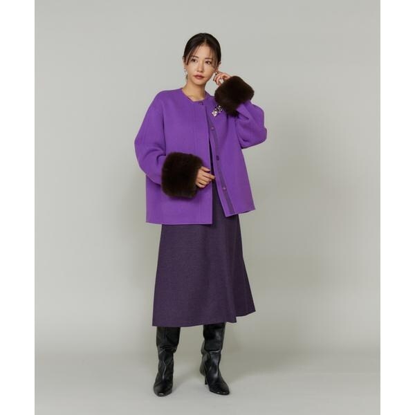 ルスーク（Le Souk）/《45th限定企画》ファー付きクルーネックリバーコート