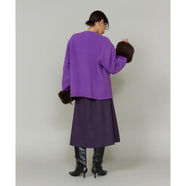 ルスーク（Le Souk）/《45th限定企画》ファー付きクルーネックリバーコート