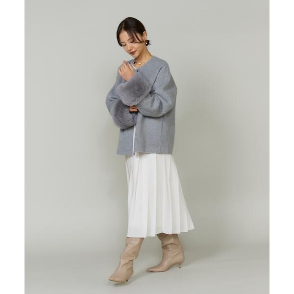 ルスーク（Le Souk）/《45th限定企画》ファー付きクルーネックリバーコート