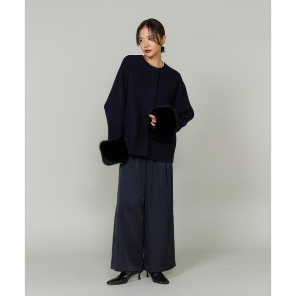 ルスーク（Le Souk）/《45th限定企画》ファー付きクルーネックリバーコート