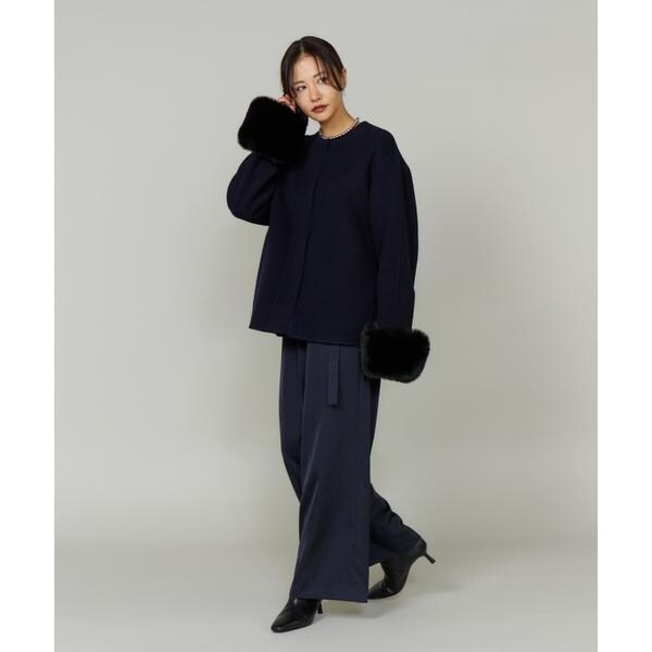 ルスーク（Le Souk）/《45th限定企画》ファー付きクルーネックリバーコート