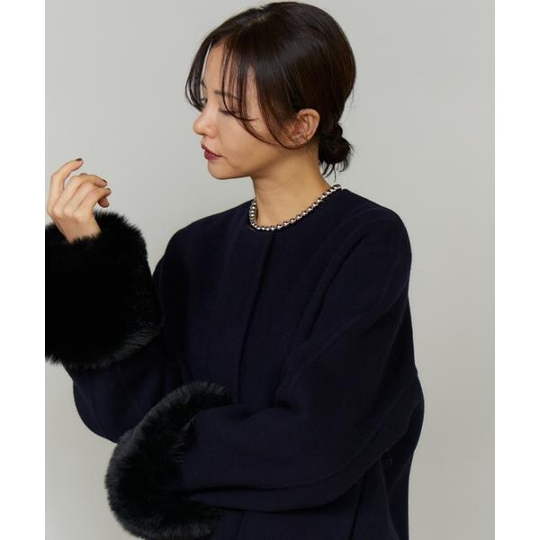 ルスーク（Le Souk）/《45th限定企画》ファー付きクルーネックリバーコート