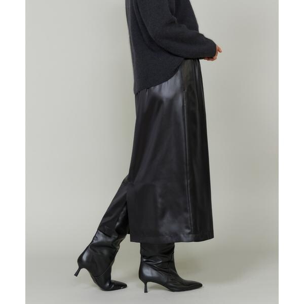 ルスーク（Le Souk）/《大きいサイズ》レザーライクギャザーストレートスカート