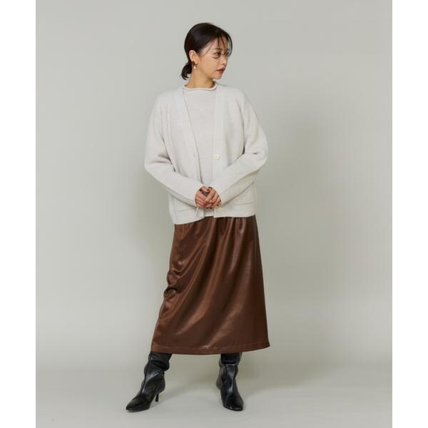 ルスーク（Le Souk）/《大きいサイズ》レザーライクギャザーストレートスカート