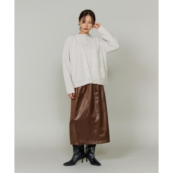 ルスーク（Le Souk）/《大きいサイズ》レザーライクギャザーストレートスカート