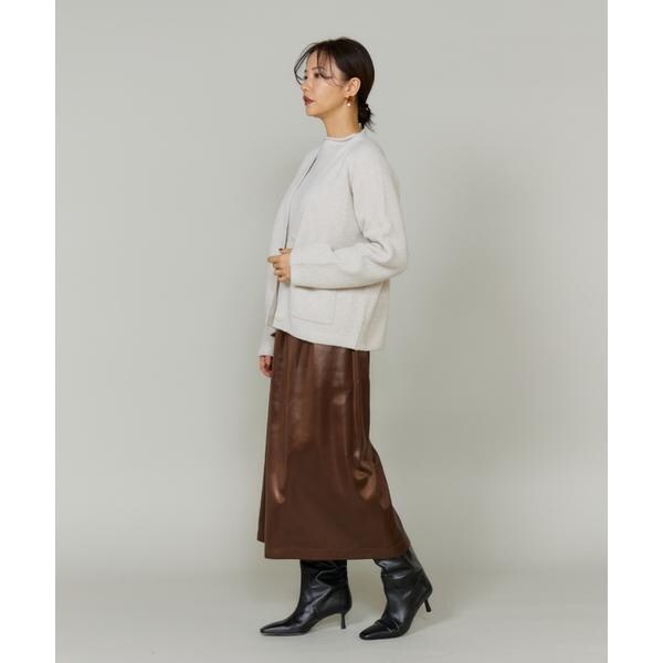 ルスーク（Le Souk）/《大きいサイズ》レザーライクギャザーストレートスカート