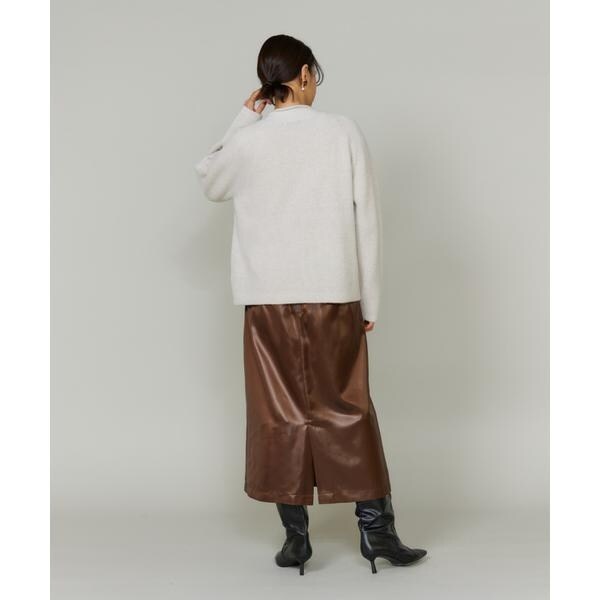 ルスーク（Le Souk）/《大きいサイズ》レザーライクギャザーストレートスカート