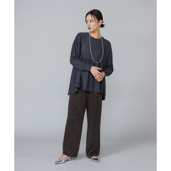 ルスーク（Le Souk）/《大きいサイズ》レオパードジャカードイージーパンツ